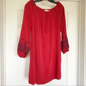 NWT JustFab Long Sleeve Mini Dress in Red Size S